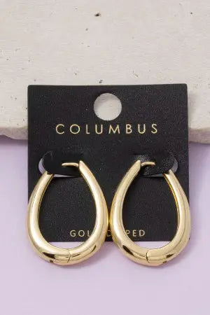 Gold Dipped Oval Hinge Hoop Earrings by Boutique 23