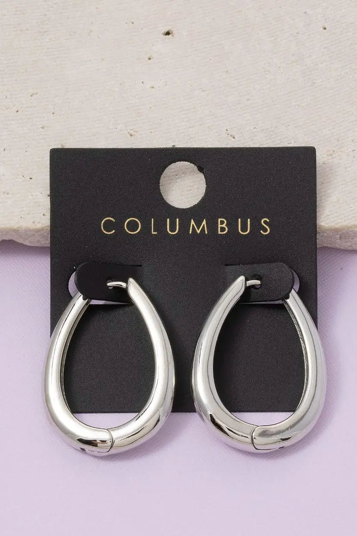 Gold Dipped Oval Hinge Hoop Earrings by Boutique 23