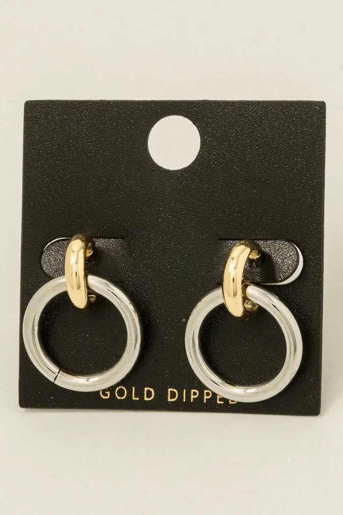 Gold Dipped Two Tone Hoop Earrings by Boutique 23