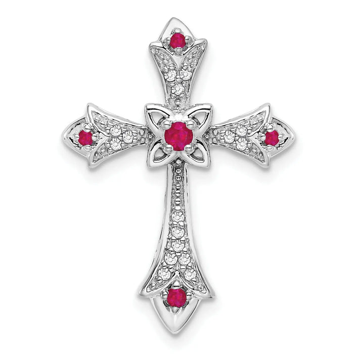 Gold Round Natural Ruby and Diamond Pendant by Fine Color Jewels