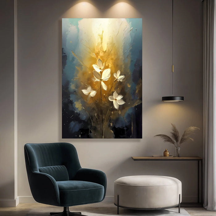 Golden Glow Elegant Flower Wall Art by Tailored Canvases