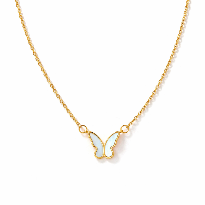 Golden Shell Butterfly Necklace