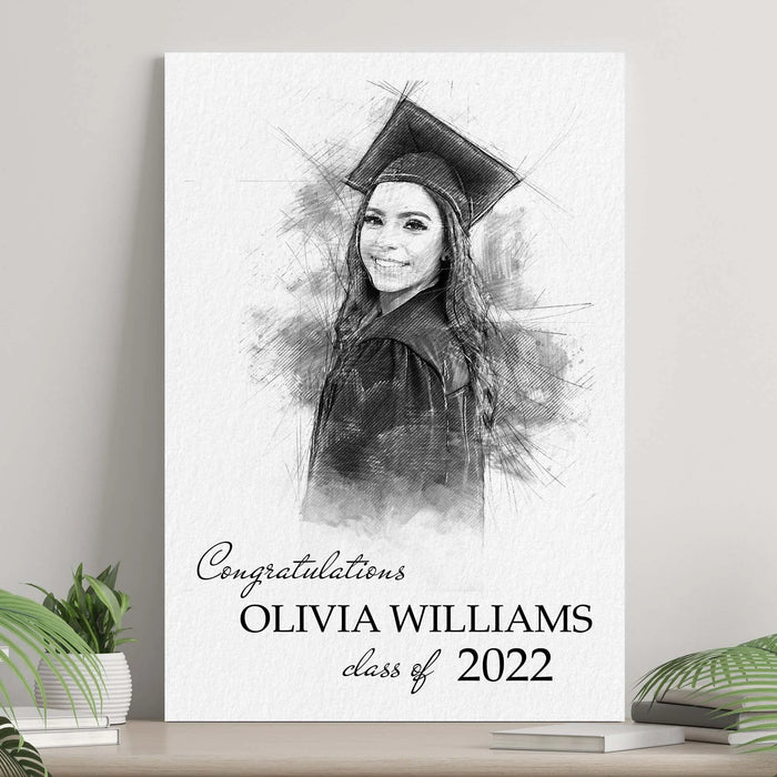 Graduation Photo Pencil Sketch Portrait Sign by Tailored Canvases