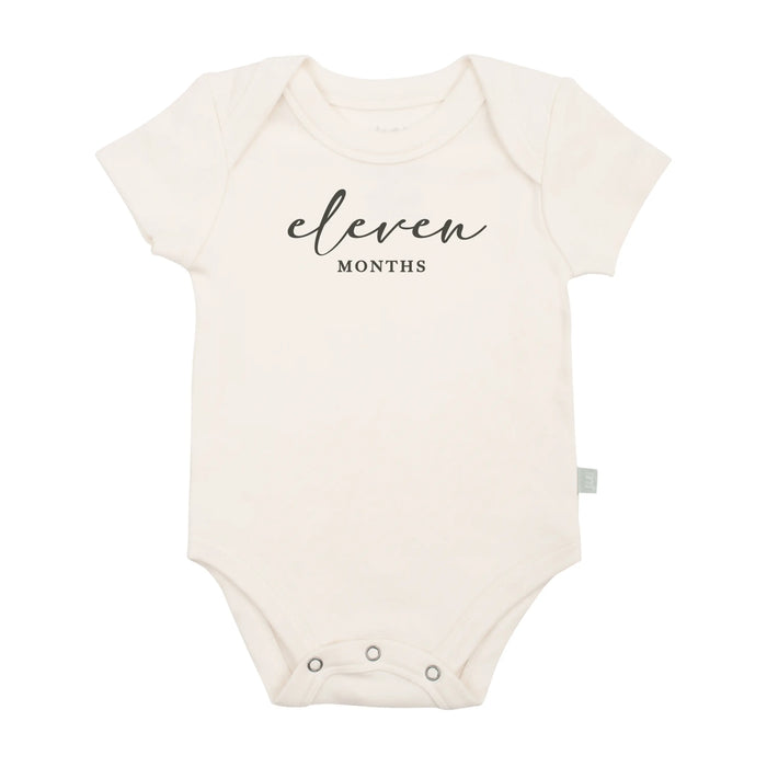 graphic bodysuit | eleven months milestone charcoal by Finn + Emma