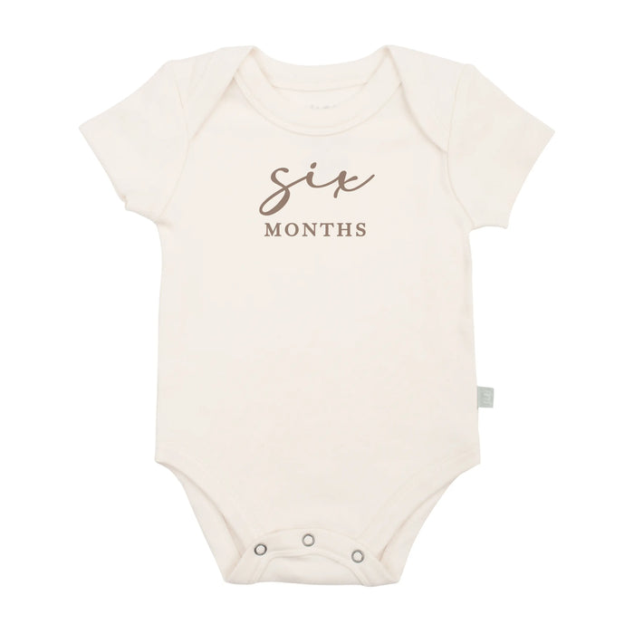 graphic bodysuit | six months milestone taupe by Finn + Emma