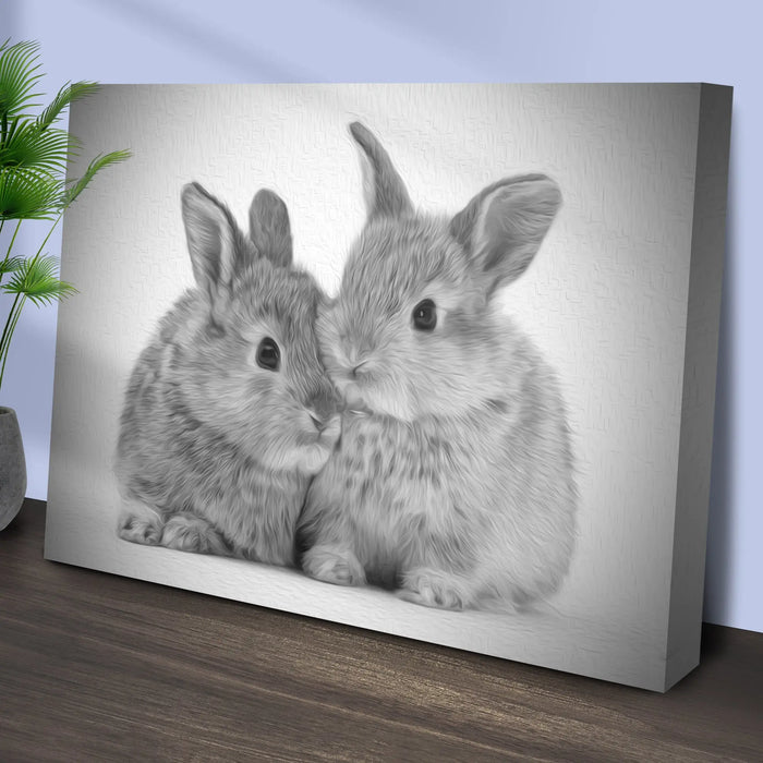 Gray Rabbits Sketch Canvas Wall Art by Tailored Canvases