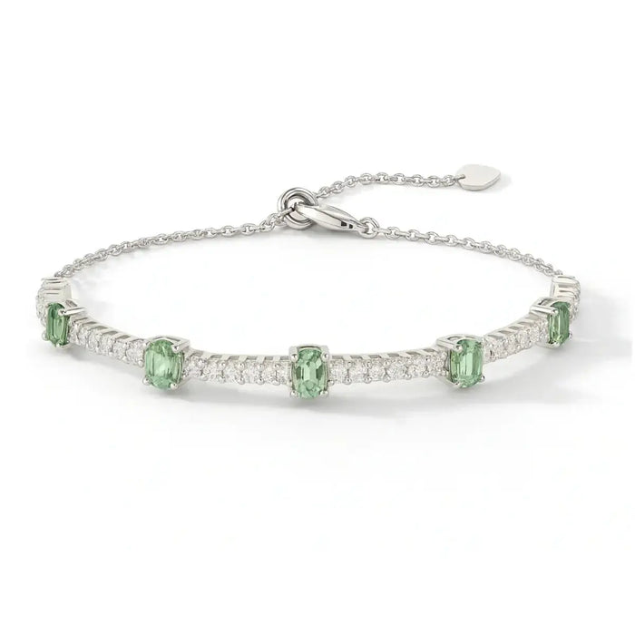 Green Sapphire Adjustable Bracelet by Fine Color Jewels