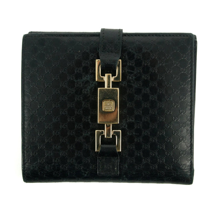 Gucci Black Micro GG Leather Jackie Compact Wallet 2659 by Bolt Boutique