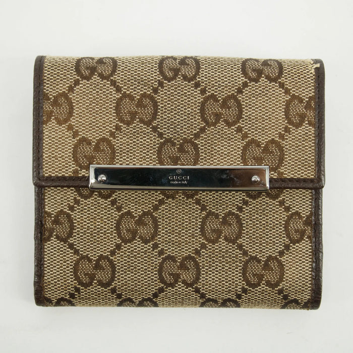 Gucci Brown GG Canvas x Leather Compact Wallet #2628 by Bolt Boutique