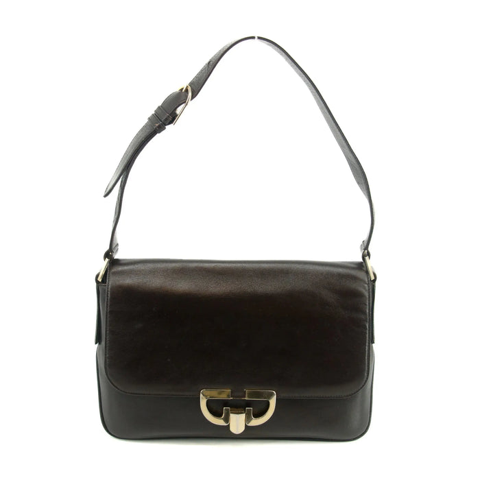 Gucci Brown Leather Silver Hardware Vintage Shoulder Bag #3556 by Bolt Boutique
