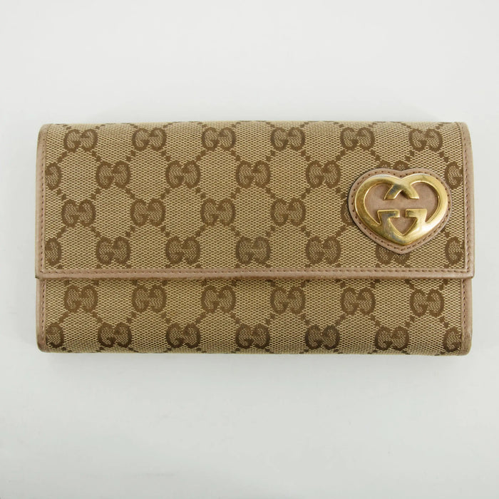 Gucci Brown Lovely Heart GG Canvas Long Wallet #2646 by Bolt Boutique