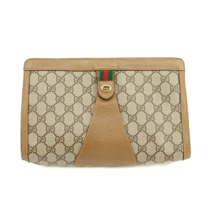 Gucci GG Supreme Web Sherry Line Clutch Bag Beige #3061 by Bolt Boutique