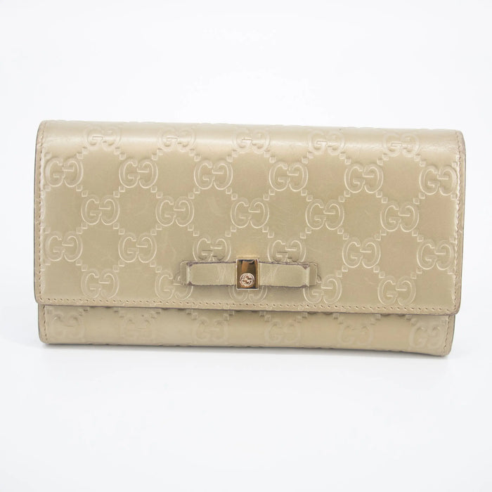 Gucci Gold Guccisima Leather Ribbon Long Wallet #2056 by Bolt Boutique