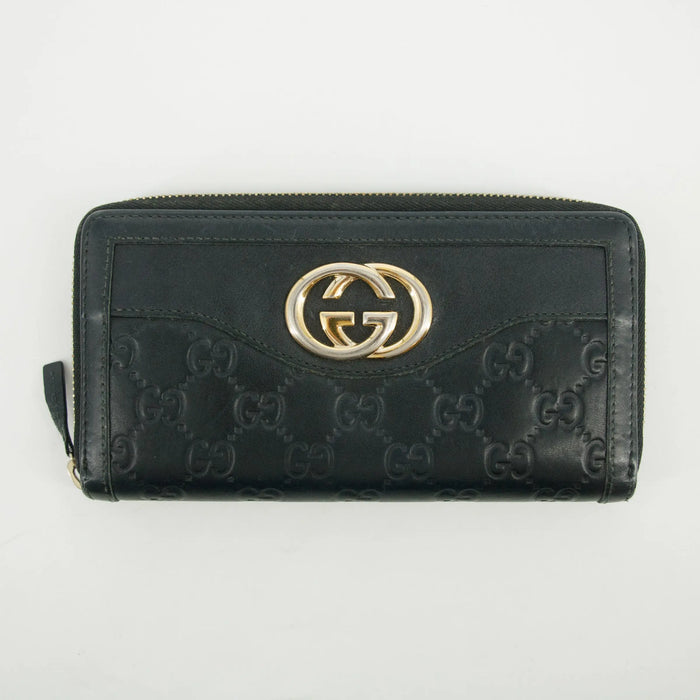 Gucci Navy Guccisima Leather Round Zipper Long Wallet #2629 by Bolt Boutique