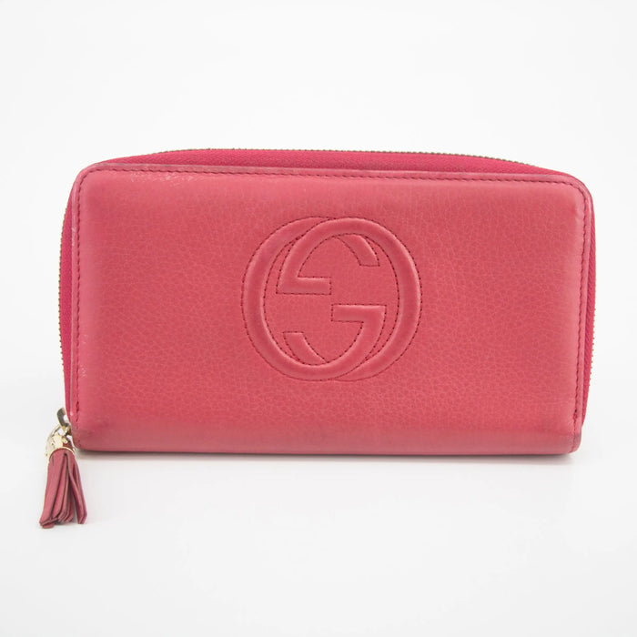 Gucci Pink Soho Interlocking G Leather Tassel Round Zipper Long Wallet #2058 by Bolt Boutique
