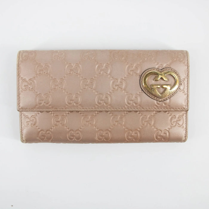 Gucci Pink x Brown Guccisima Lovely Heart Leather Long Wallet #2286 by Bolt Boutique