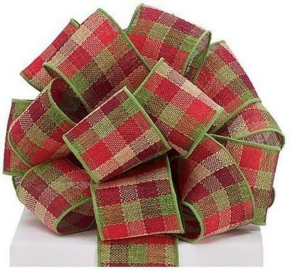 Burton and Burton Ribbon -40 Check Red/Green/Khaki 20 Yards by Vanessa Jane