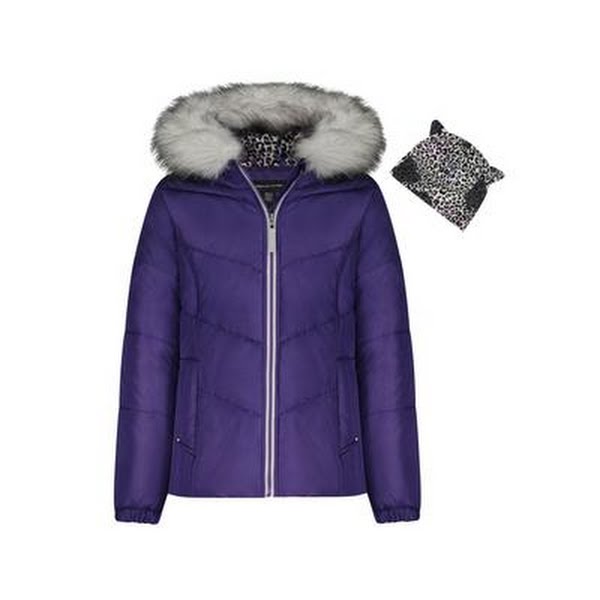 Weathertamer Big Girls Puffer Coat With Hat, Size S/7–8 by Vanessa Jane