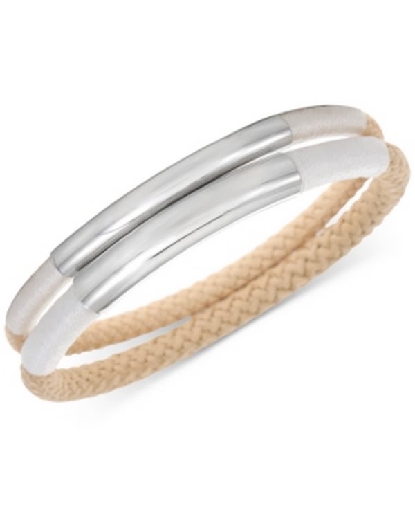 Alfani Silver-Tone 2-PC. Set Curved Bar and Braided Rope Bangle Bracelets by Vanessa Jane