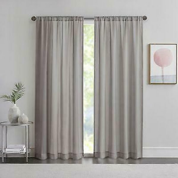 Matteo 50x84-Inch Rod Pocket Sheer Window Curtain Panel in Grey by Vanessa Jane