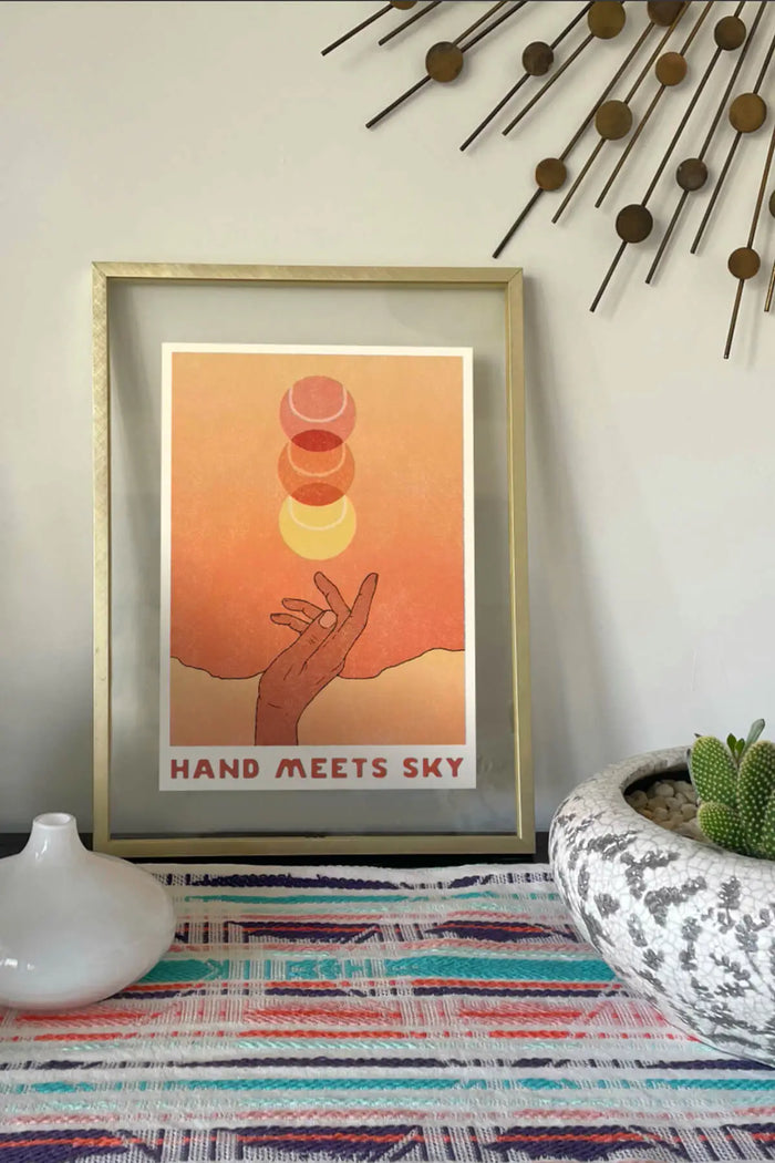 Hand Meets Sky Art Print by Ace The Moon