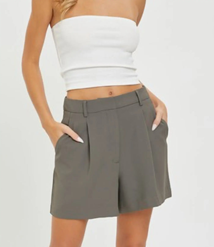 High Waisted Shorts - Dark Mink by Boutique 23