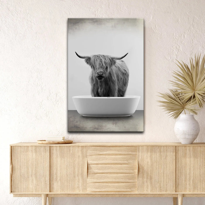 Highland Cattle Bath Canvas Wall Art IV by Tailored Canvases