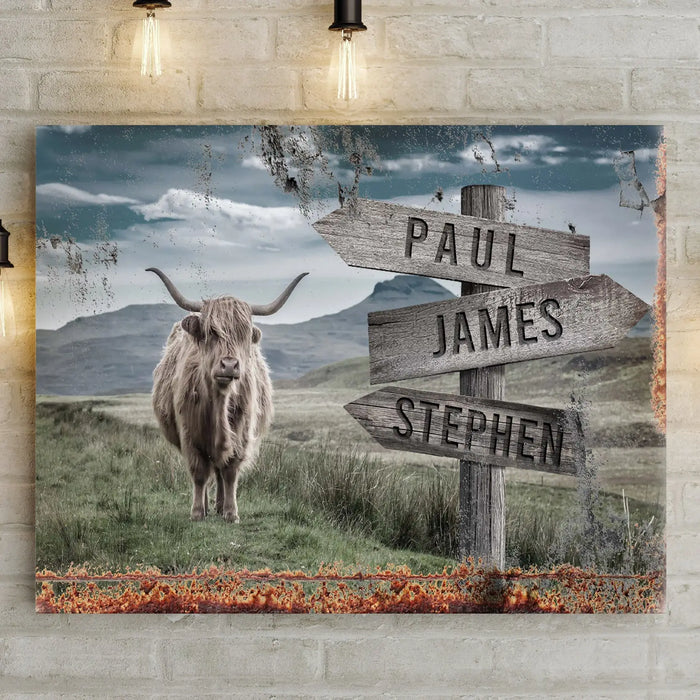 Highland Cow Rustic Sign by Tailored Canvases