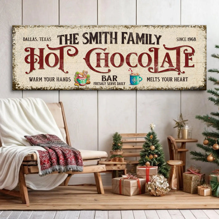 Hot Chocolate Christmas Bar Sign by Tailored Canvases