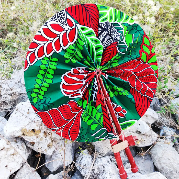 Hudah African Print Folding Hand Fan by Duma Mbili LLC