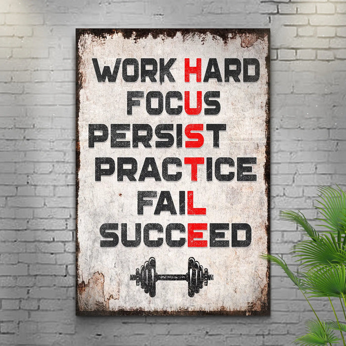 HUSTLE Motivational Portrait Sign II by Tailored Canvases