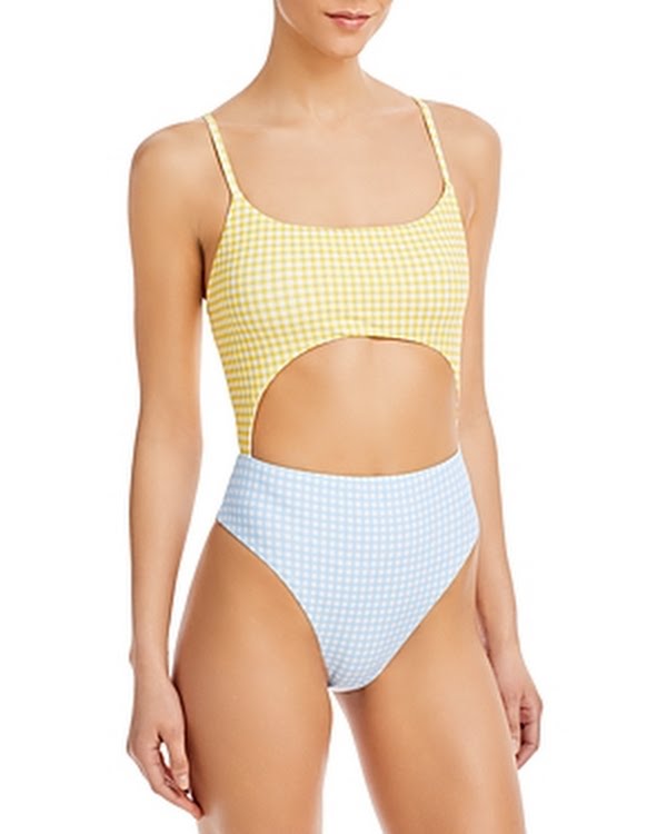 Aqua Colorblock Cutout Maillo One Piece Swimsuit by Vanessa Jane
