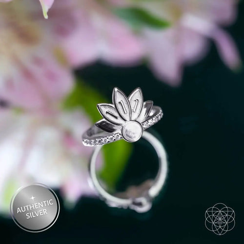 I Am Divinely Guided: 111 Angel Number Silver Lotus Ring by Conscious Items