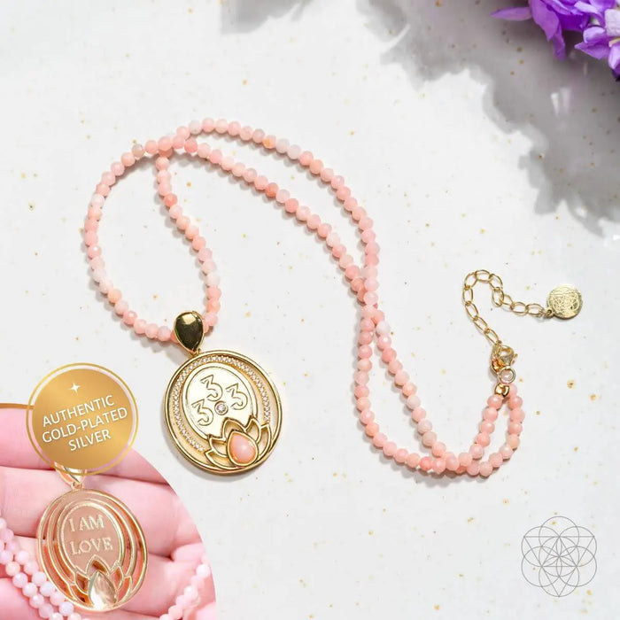 I Am Love - 333 Pink Opal Silver Necklace of True Love by Conscious Items