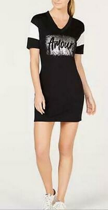 Material Girl Active Juniors Mesh-Trimmed Graphic T-Shirt Dress,Size Small by Vanessa Jane