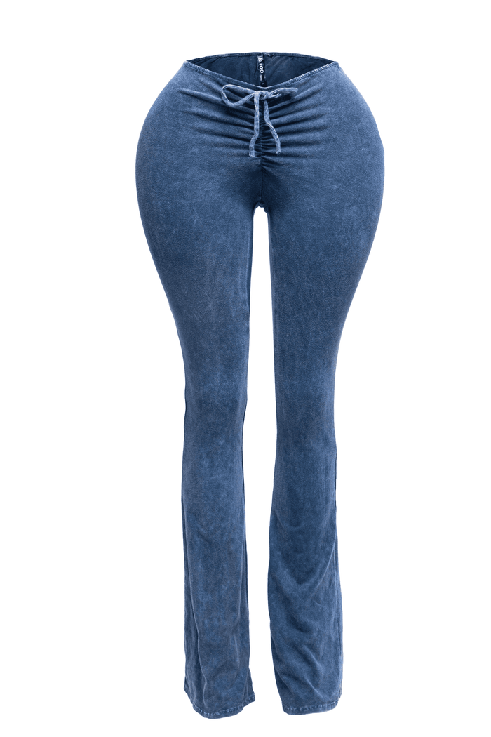 Mineral Washed Ruched Rise Flare Pant by The House of Stylez