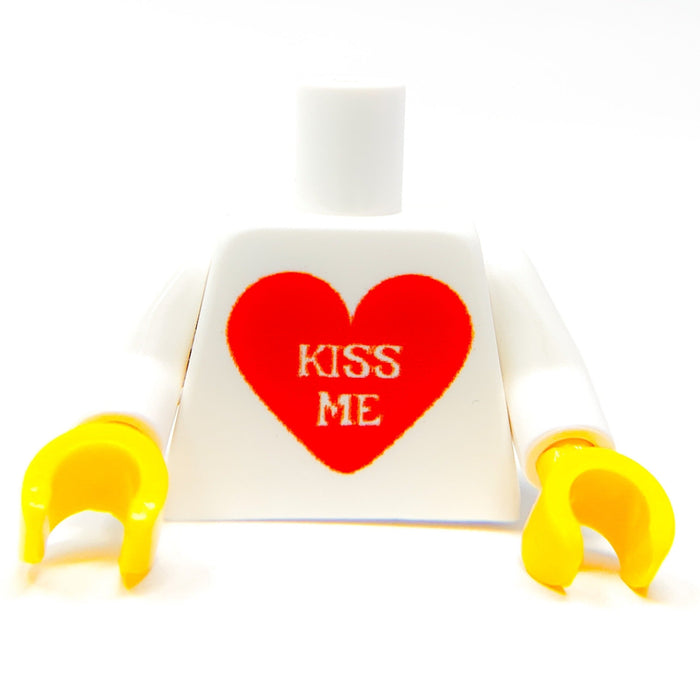 Custom Printed "Kiss Me" Heart Minifig Torso made with LEGO parts - B3 Customs by B3 Customs