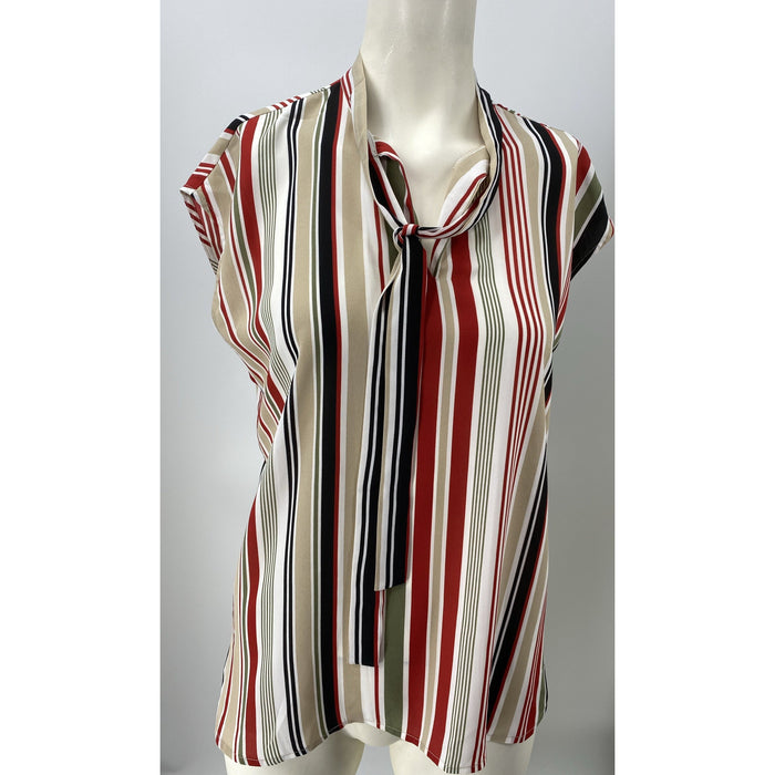 Bar III Womens Striped Sleeveless Tie Neck Top, Size Medium by Vanessa Jane