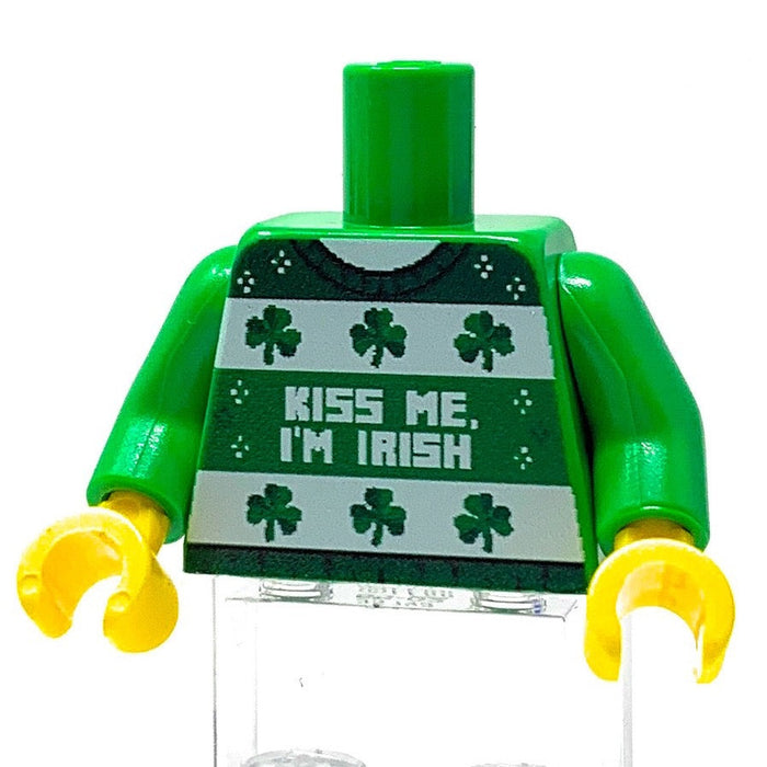 B3 Customs® Ugly Green St. Patrick's Day Kiss Me I'm Irish Sweater Printed Green Torso by B3 Customs