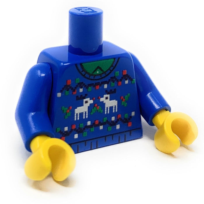 Custom Ugly Blue Christmas Reindeer Sweater Printed Torso made using LEGO parts by B3 Customs