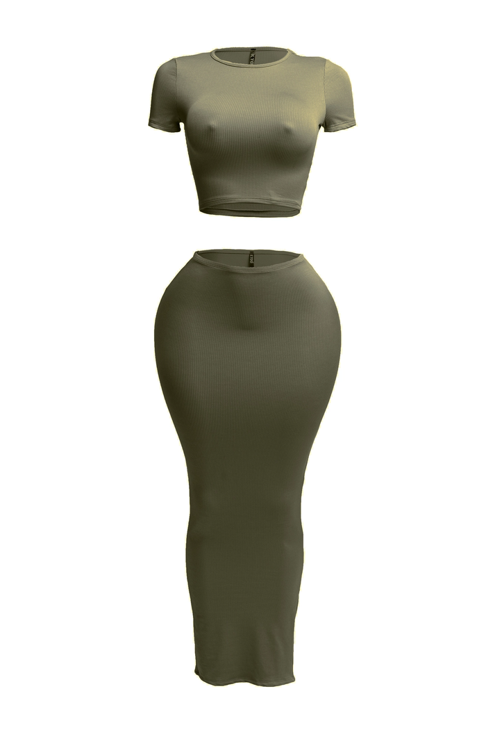 Short Sleeve Crop Top & Long Skirt Set by The House of Stylez