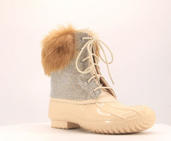 Bling Rubber Duck Boots - Tan by The House of Stylez