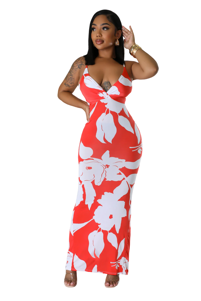 V-Neck Tropical Maxi Dress by The House of Stylez