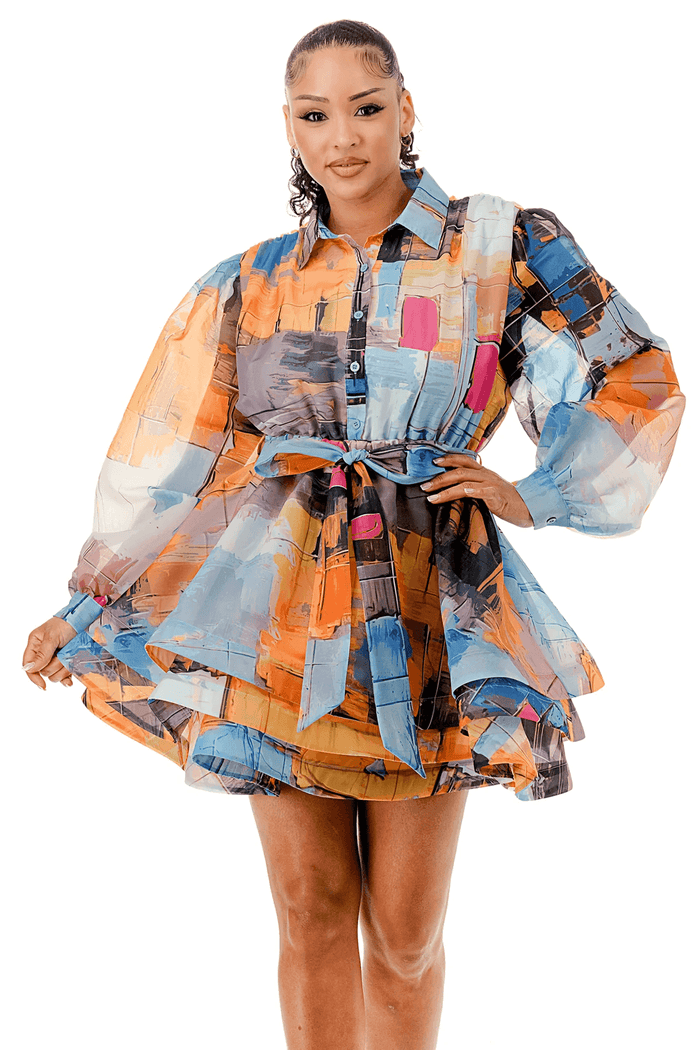 Sheer Long Sleeve Layered Ruffle Dress by The House of Stylez
