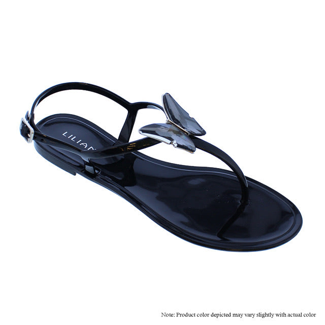 Crystal Butterfly Sandals -Black by The House of Stylez