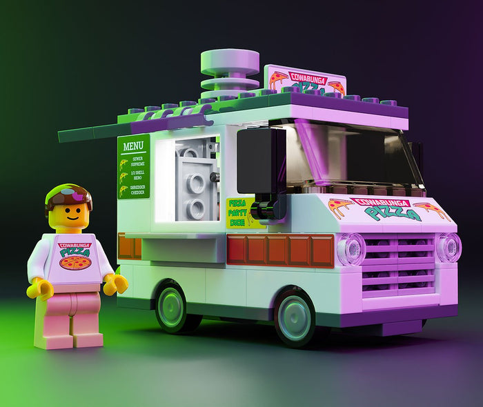 Cowabunga Pizza - B3 Customs® Food Truck w/ Minifigure by B3 Customs
