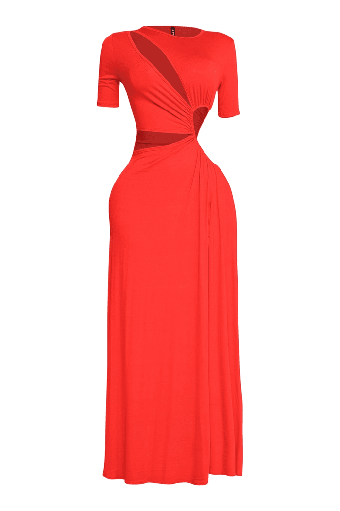 Short Sleeve Cutout Maxi Dress by The House of Stylez