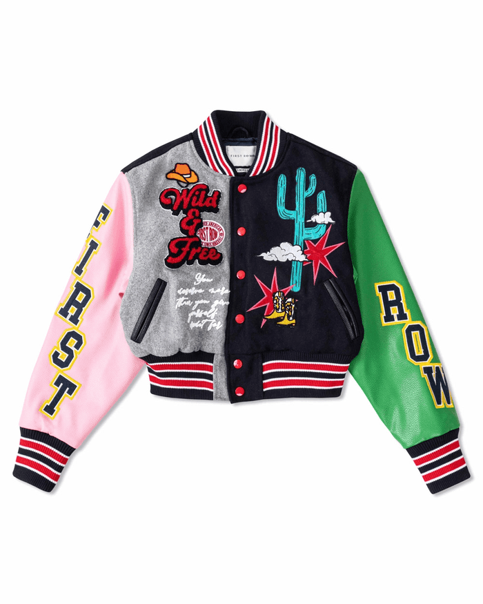 Wild and Free Cropped Varsity Jacket {Vegan Leather Sleeves} by The House of Stylez