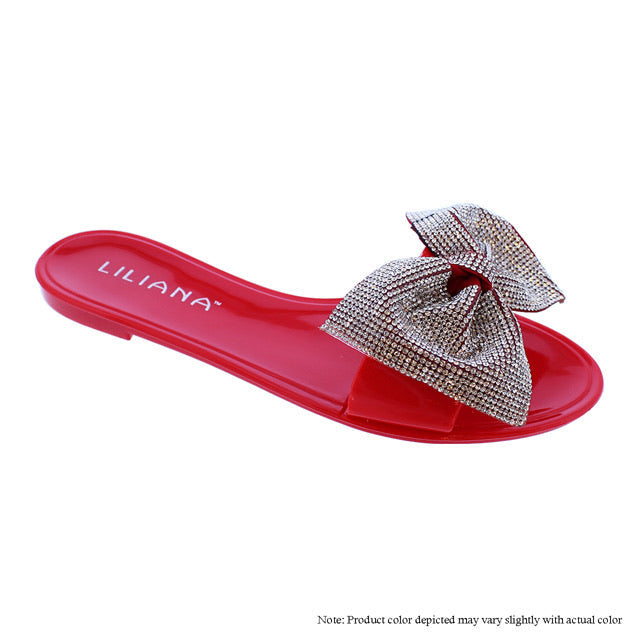 Bling Bow Sandal -Red {Order 1/2 Size Larger} by The House of Stylez