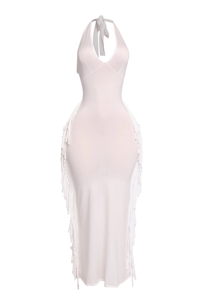 Fringe Detailed Halter Dress by The House of Stylez